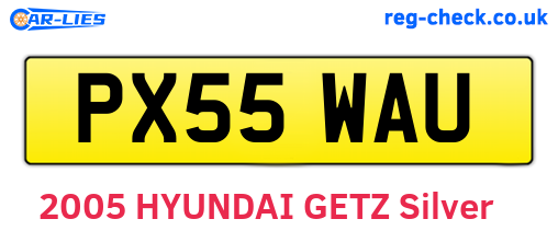 PX55WAU are the vehicle registration plates.