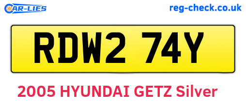 RDW274Y are the vehicle registration plates.