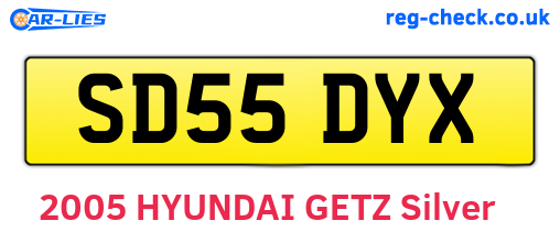 SD55DYX are the vehicle registration plates.