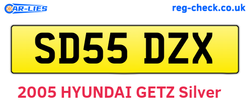 SD55DZX are the vehicle registration plates.