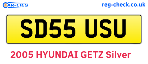 SD55USU are the vehicle registration plates.