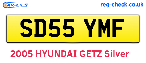 SD55YMF are the vehicle registration plates.
