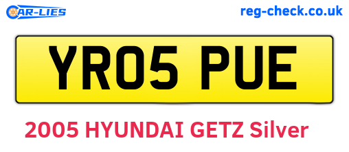 YR05PUE are the vehicle registration plates.