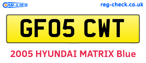 GF05CWT are the vehicle registration plates.