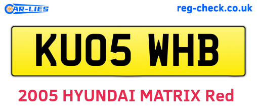 KU05WHB are the vehicle registration plates.