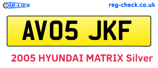AV05JKF are the vehicle registration plates.