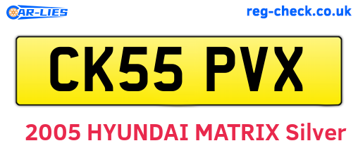 CK55PVX are the vehicle registration plates.