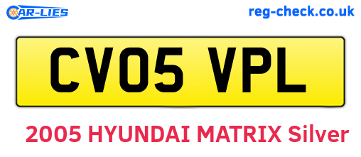 CV05VPL are the vehicle registration plates.