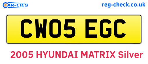 CW05EGC are the vehicle registration plates.
