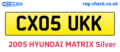 CX05UKK are the vehicle registration plates.