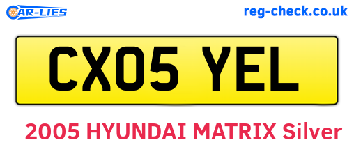 CX05YEL are the vehicle registration plates.