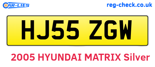 HJ55ZGW are the vehicle registration plates.