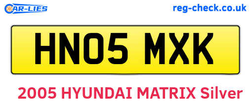 HN05MXK are the vehicle registration plates.