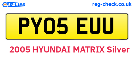 PY05EUU are the vehicle registration plates.