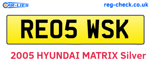 RE05WSK are the vehicle registration plates.