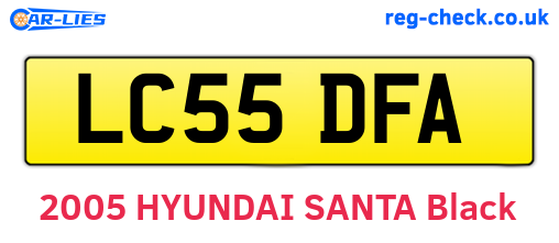 LC55DFA are the vehicle registration plates.