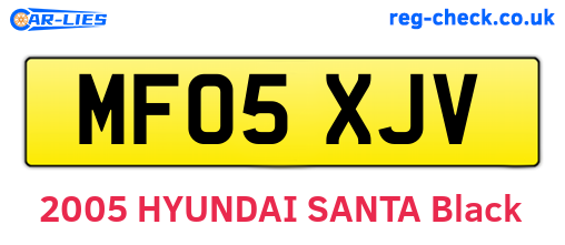 MF05XJV are the vehicle registration plates.