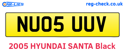 NU05UUV are the vehicle registration plates.