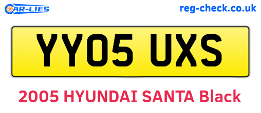 YY05UXS are the vehicle registration plates.