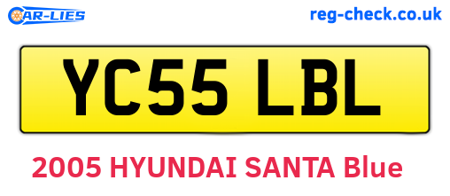 YC55LBL are the vehicle registration plates.