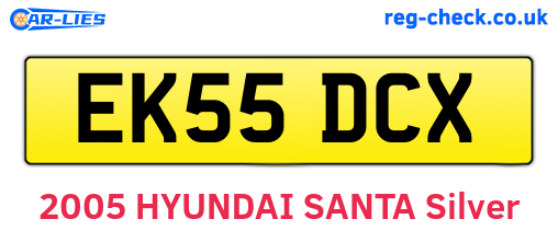 EK55DCX are the vehicle registration plates.