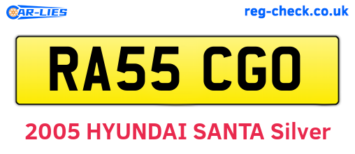 RA55CGO are the vehicle registration plates.
