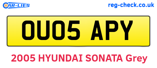 OU05APY are the vehicle registration plates.