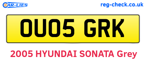 OU05GRK are the vehicle registration plates.