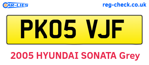 PK05VJF are the vehicle registration plates.