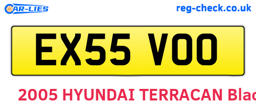 EX55VOO are the vehicle registration plates.