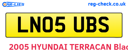 LN05UBS are the vehicle registration plates.