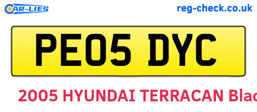 PE05DYC are the vehicle registration plates.