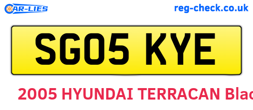 SG05KYE are the vehicle registration plates.