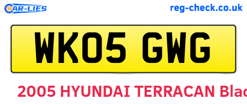 WK05GWG are the vehicle registration plates.