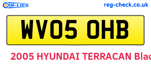 WV05OHB are the vehicle registration plates.