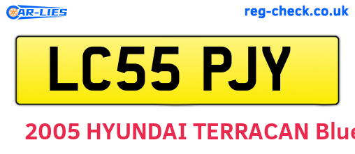 LC55PJY are the vehicle registration plates.