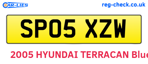 SP05XZW are the vehicle registration plates.