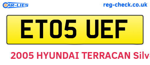 ET05UEF are the vehicle registration plates.