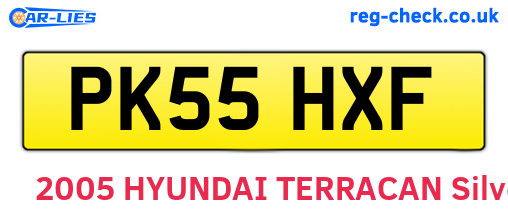 PK55HXF are the vehicle registration plates.