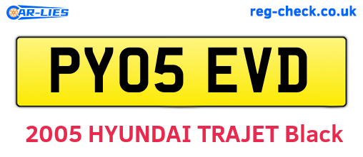 PY05EVD are the vehicle registration plates.