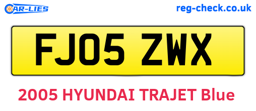 FJ05ZWX are the vehicle registration plates.
