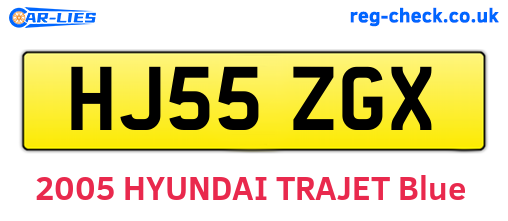 HJ55ZGX are the vehicle registration plates.