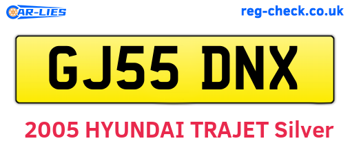 GJ55DNX are the vehicle registration plates.