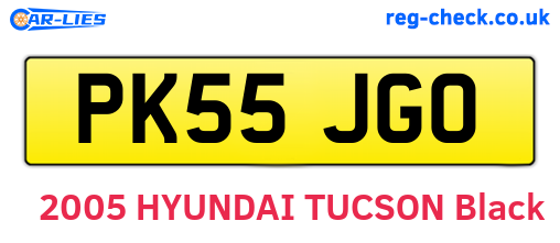 PK55JGO are the vehicle registration plates.