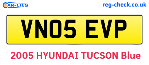 VN05EVP are the vehicle registration plates.