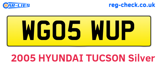 WG05WUP are the vehicle registration plates.