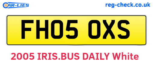 FH05OXS are the vehicle registration plates.
