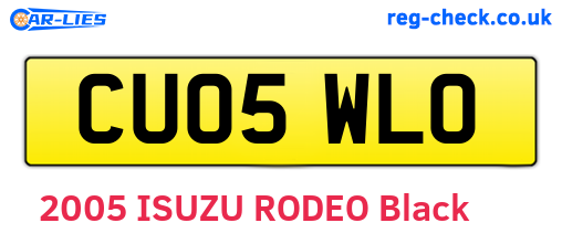 CU05WLO are the vehicle registration plates.