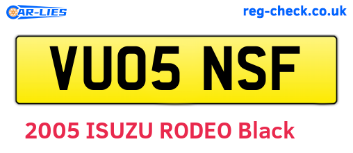 VU05NSF are the vehicle registration plates.