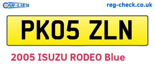PK05ZLN are the vehicle registration plates.